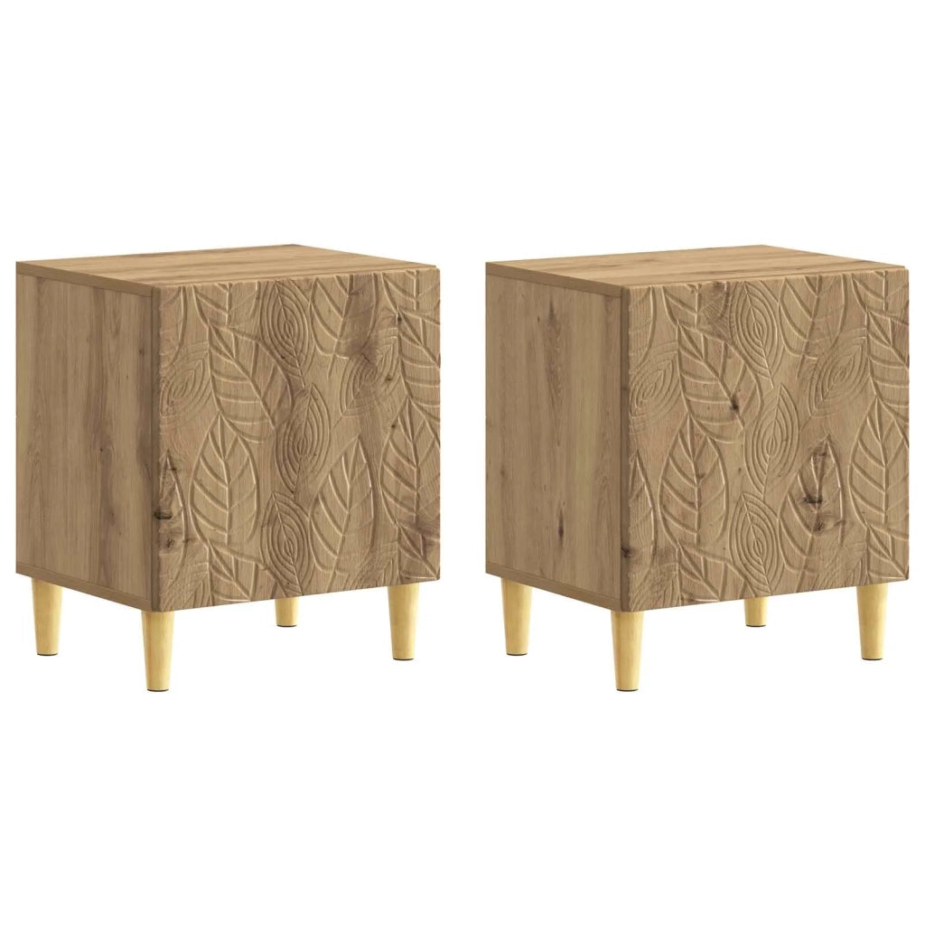 Set di 2 Comodini | Armadio da Notte | Mobiletto da notte Rovere Artigianale 43 x 34,5 x 50 cm