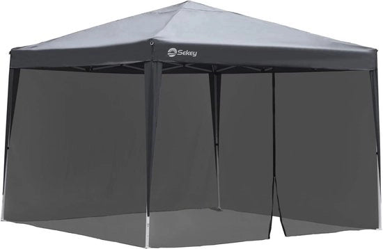 Tenda da Campeggio 3x3 m - Chiusura a Ritorto con Nastro Adesivo Protezione dagli Insetti - Retino Antizanzare Nero