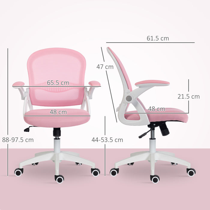 Sedia da Ufficio Ergonomica e Regolabile 65.5x61.5x88-97.5 cm con Schienale a Rete e Seduta Imbottita Rosa