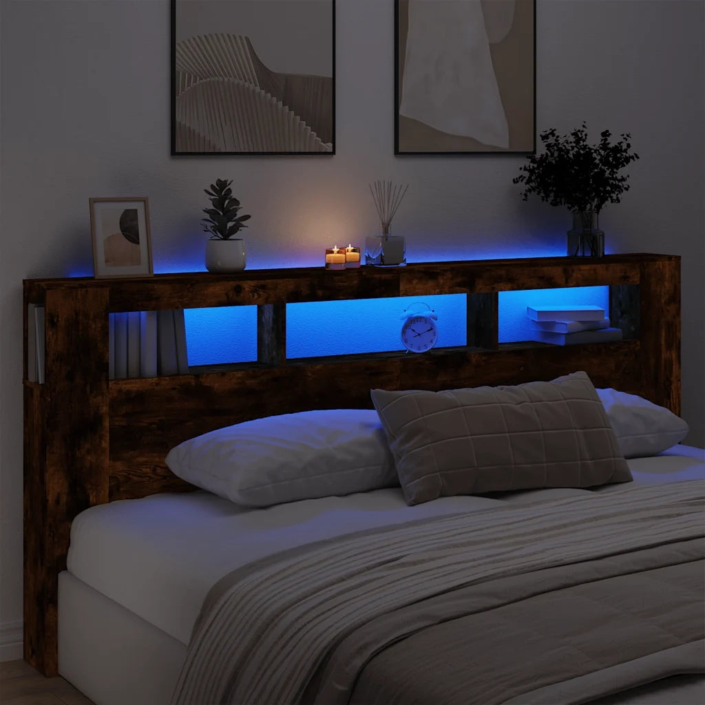 Testiera | Testata LED Rovere Fumo 220x18,5x103,5 cm Legno Multistrato