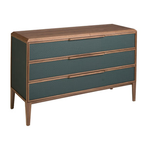 Cassettiera in pvc verde scuro e noce