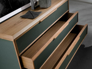 Cassettiera in pvc verde scuro e noce