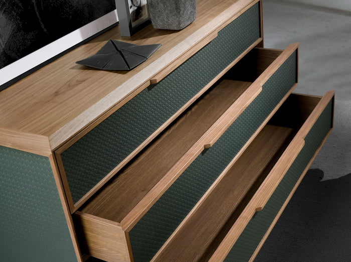 Cassettiera in pvc verde scuro e noce