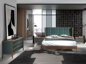 Cassettiera in pvc verde scuro e noce