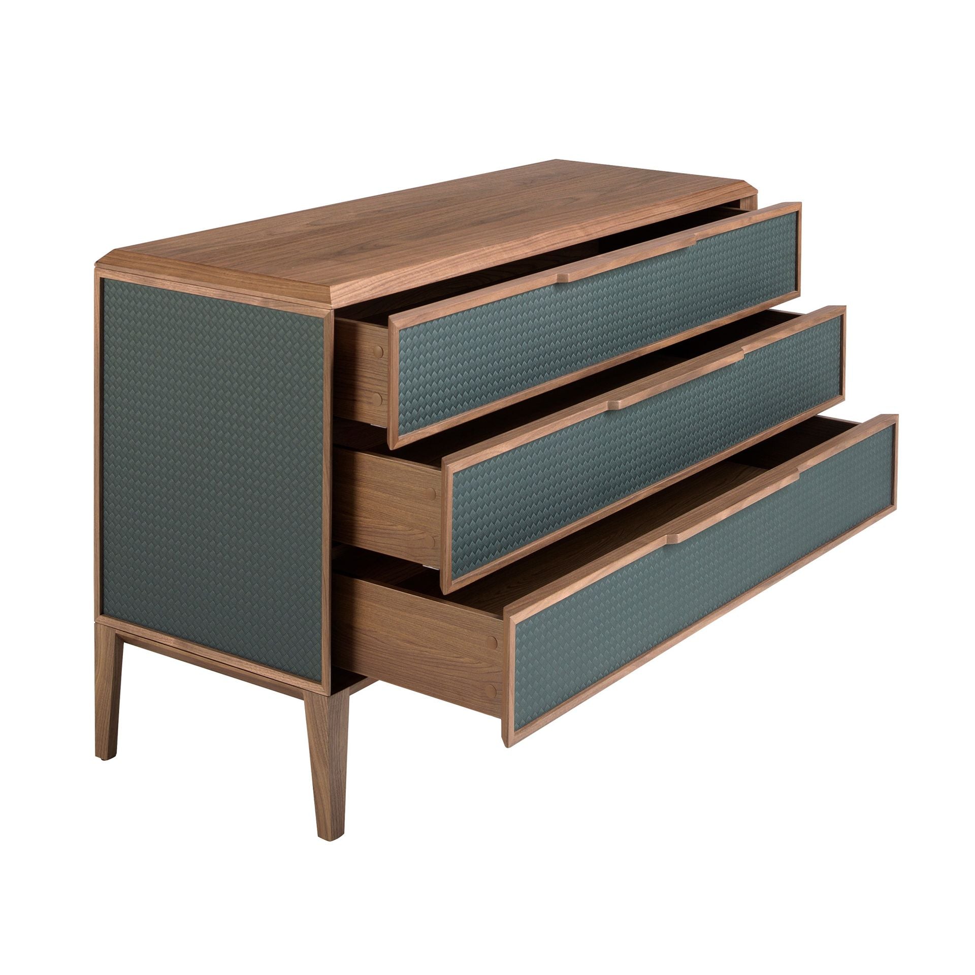 Cassettiera in pvc verde scuro e noce