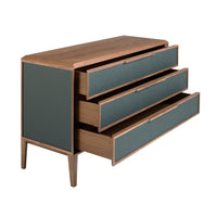 Cassettiera in pvc verde scuro e noce