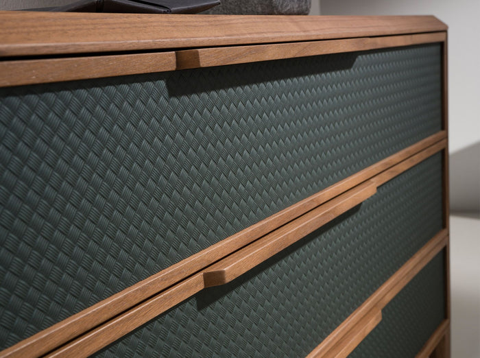 Cassettiera in pvc verde scuro e noce