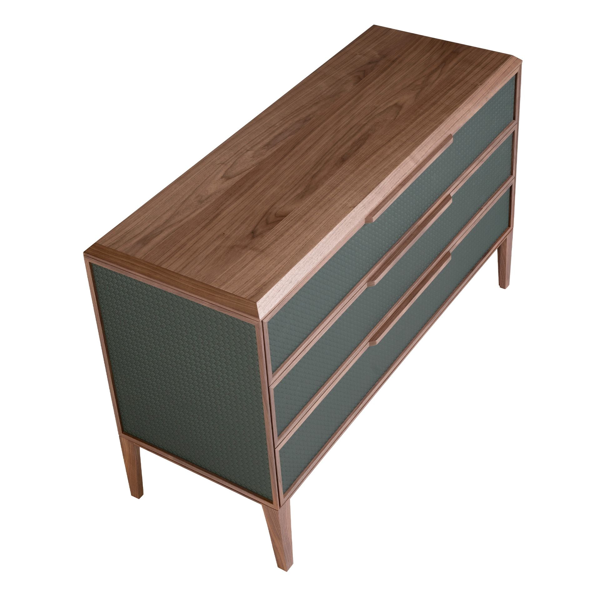 Cassettiera in pvc verde scuro e noce