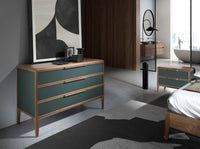 Cassettiera in pvc verde scuro e noce