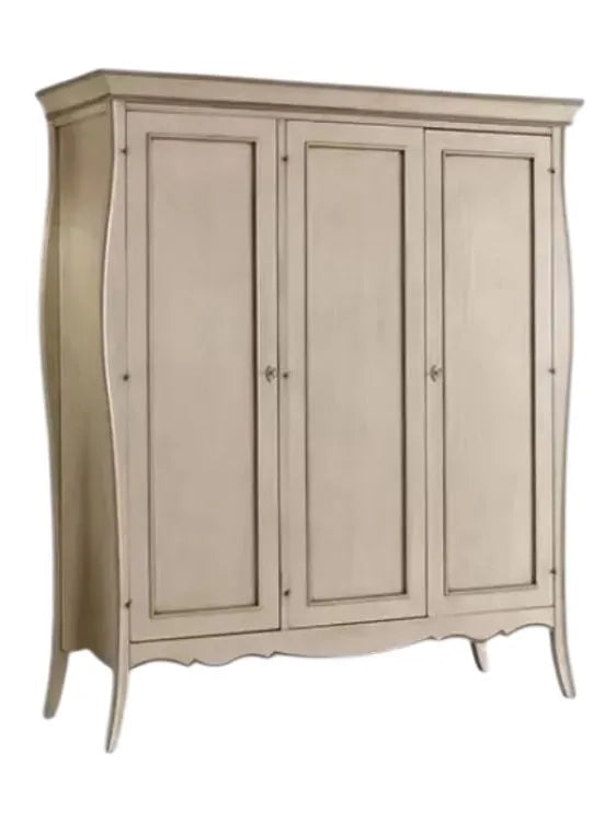 Armadio classico 3 porte in legno shabby avorio tortora 182x64x212 (1478) - Mobili 2G