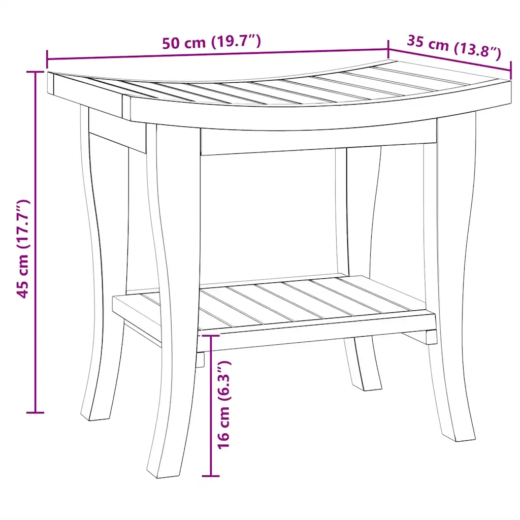 Tavolino da Bagno 50x35x45 cm in Legno Massello di Teak 340748