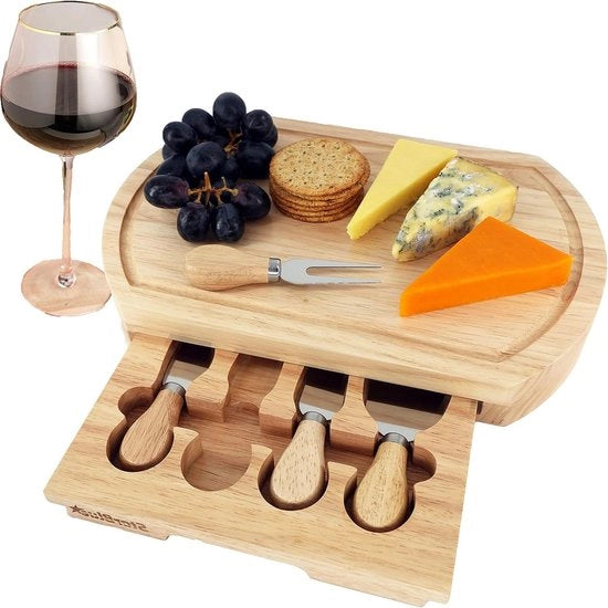 Impastatrice per Formaggio in Legno di Quercia Grande - Set di Taglieri per Formaggio - 4 Taglieri - Antiscivolo - Regali di Benvenuto e Compleanno