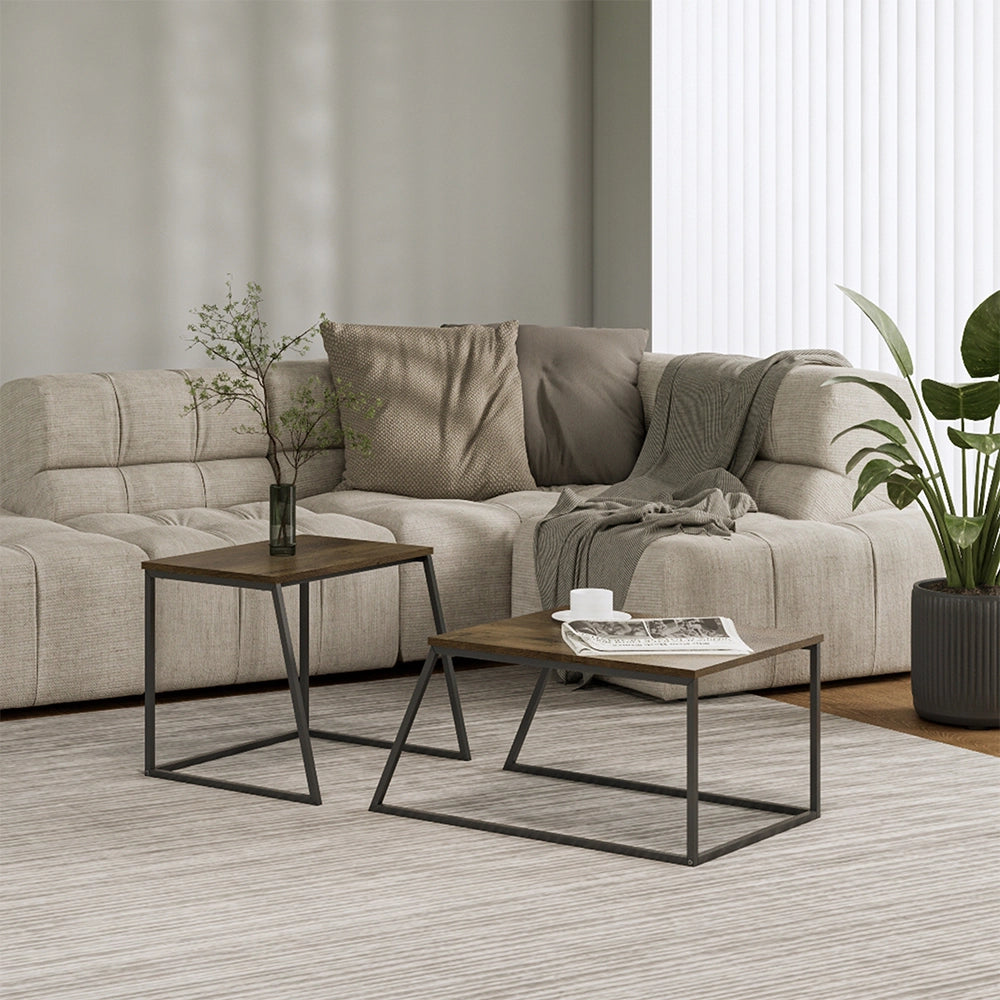 Vicco Tavolino da divano Rovere rustico/nero 60 x 50 cm 2 parti