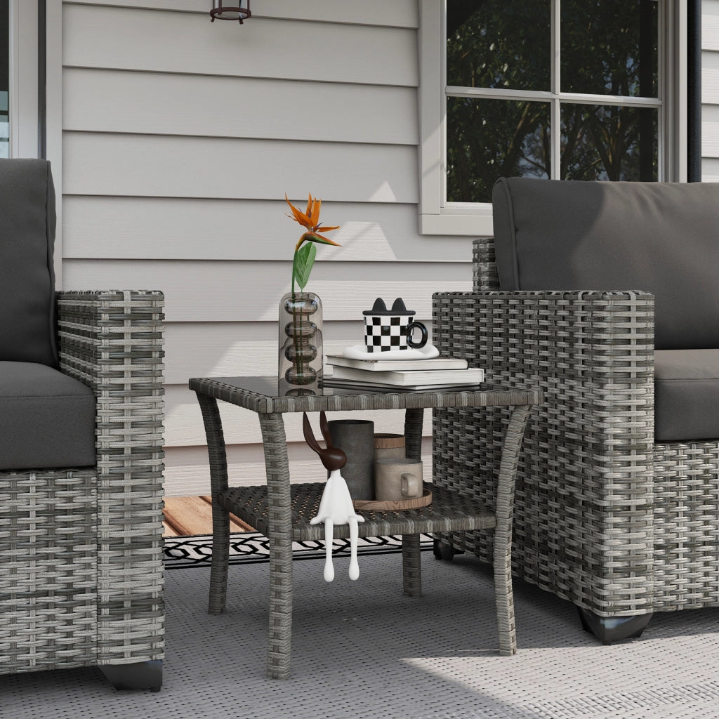 Tavolo da giardino in polyrattan quadrato ¨C Zephmum ¨C 50x50x45 cm