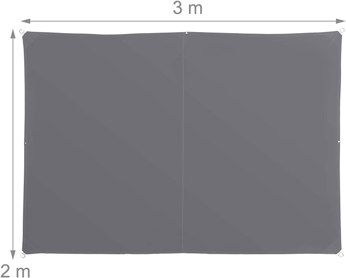 Vela ombreggiante rettangolare 2 x 3 m grigia 13_0002933
