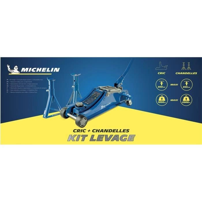 Martinetto idraulico - MICHELIN - 9558 - Capacità di sollevamento: 1800 kg - Altezza di sollevamento: da 105 mm a 350 mm.