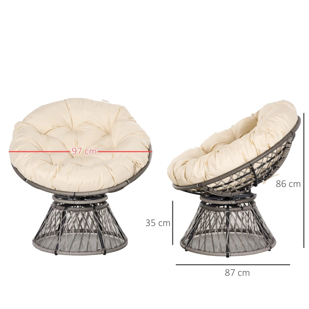 Poltrona papasan giardino ¨C Xylo ¨C polyrattan crema ? 97 cm con cuscino