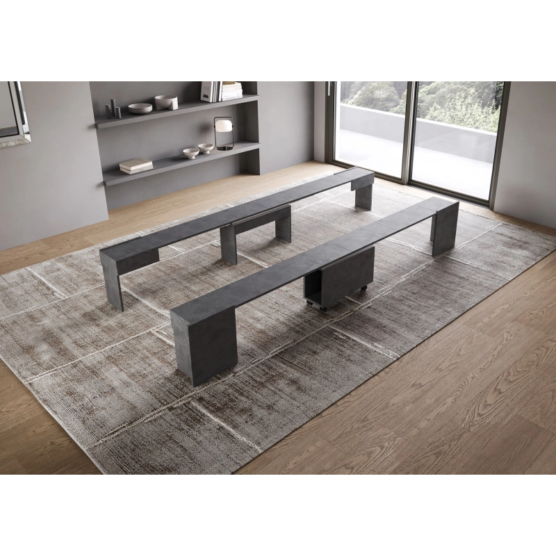 Consolle allungabile 90x42/302 Evolve con Panca inferiore e superiore 72x26/300 - Antracite