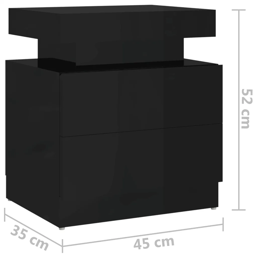 Comodino | Armadio da Notte | Mobiletto da notte Nero Lucido 45x35x52 cm in Legno Multistrato