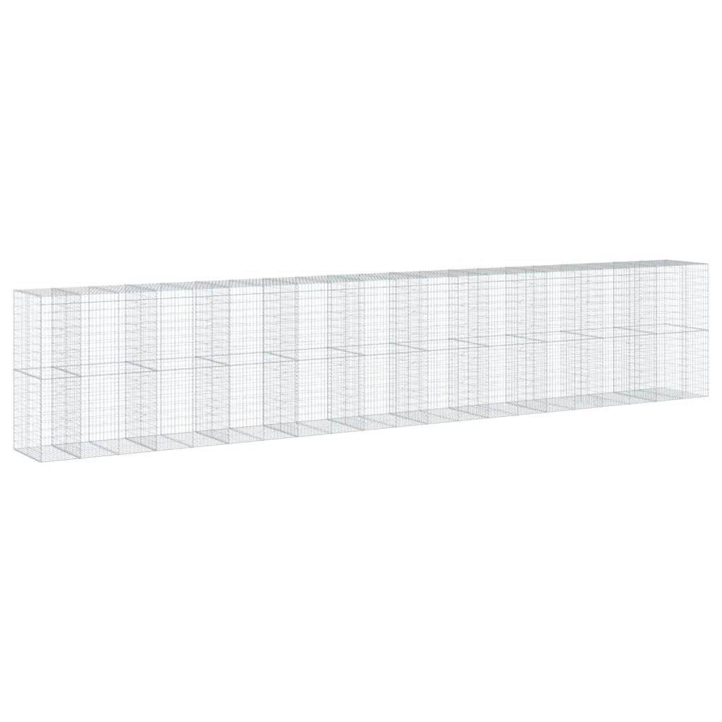 Gabbione recinto a gabbia muro di contenimento con coperchio 1050 x 100 x 200 cm ferro zincato argento 02_0040120