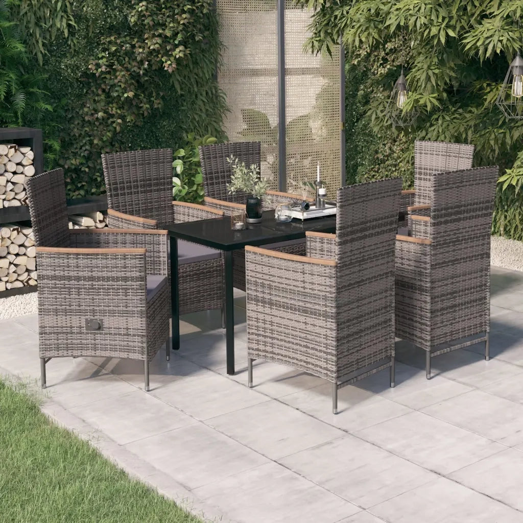 Set Mobili da Pranzo da Giardino Grigio 7 pz con Cuscini cod mxl 38742