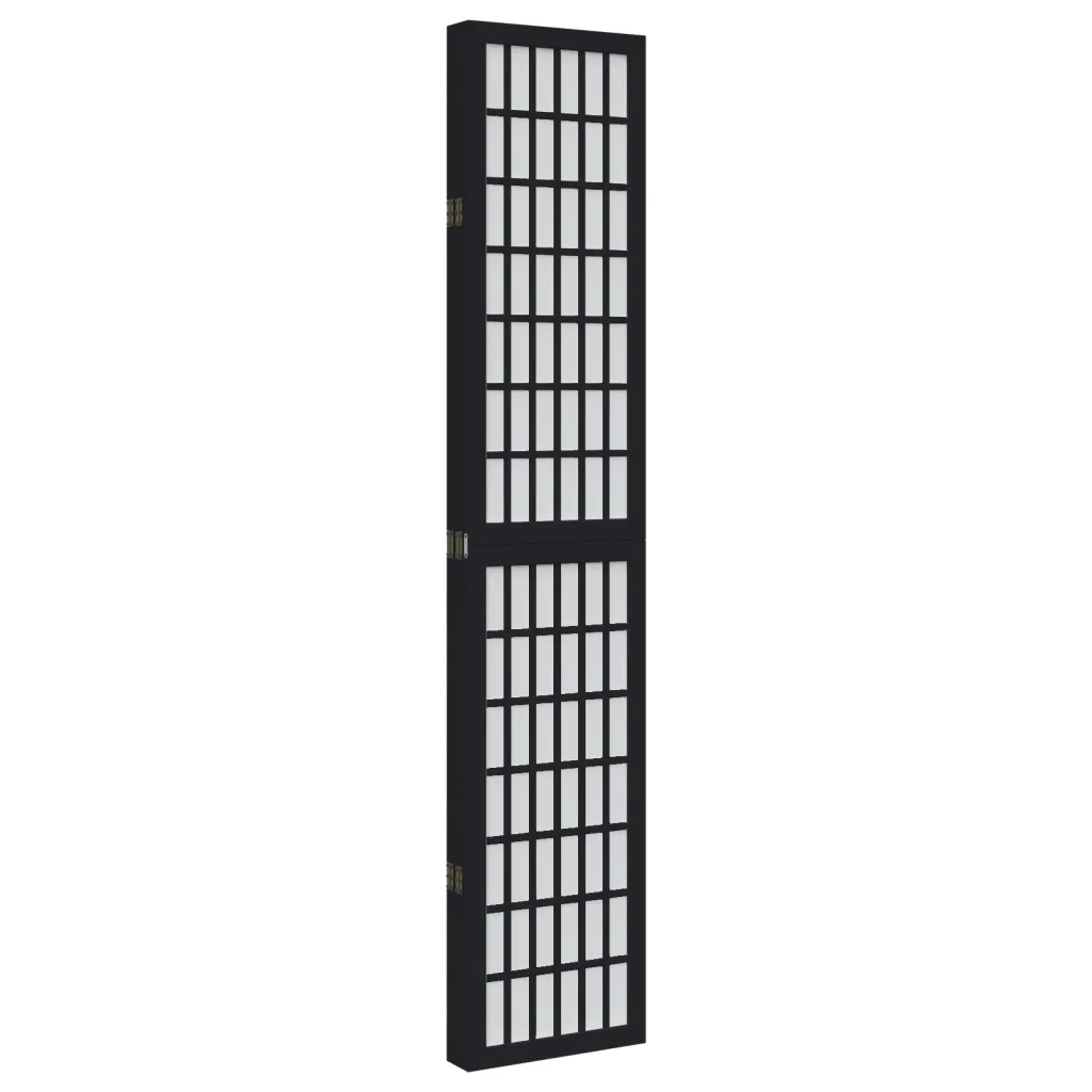 Divisorio Ambienti 5 Pannelli Nero Legno Massello di Paulownia 358775