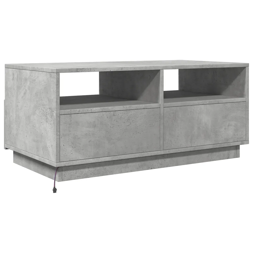 Tavolino da salotto | Tavolino da caff¨¨ | Tavolino da Soggiorno con Luci LED Grigio Cemento 90x49x40 cm