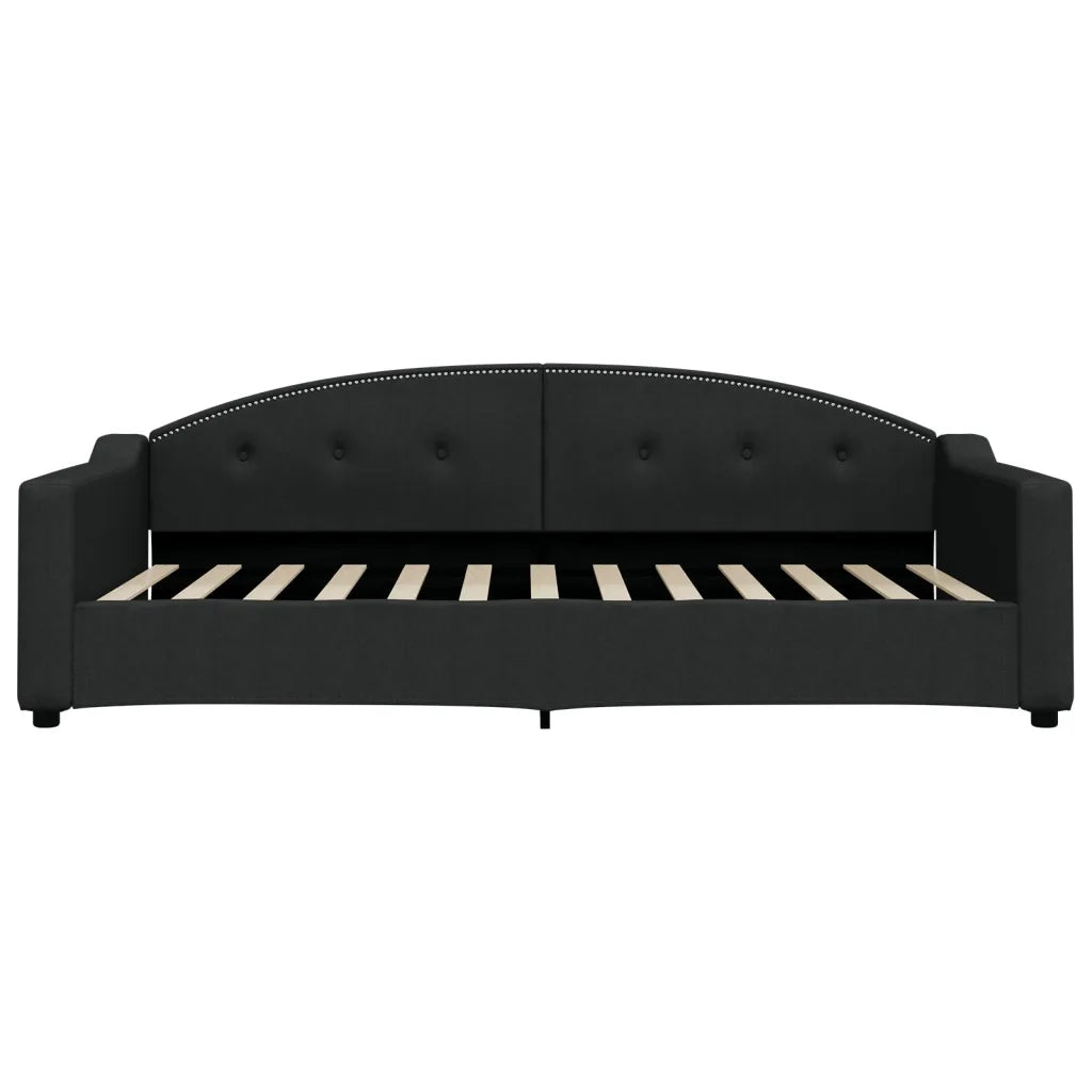Divano Letto Estraibile con Cassetti Nero 100x200 cm in Tessuto