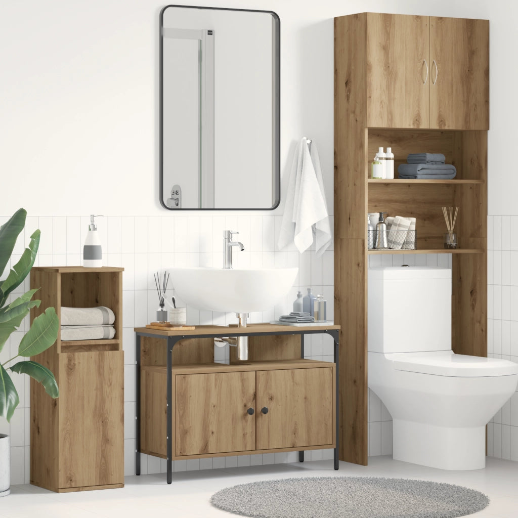 Mobile da bagno  in rovere artigianale 80x30x60 cm in legno ingegnerizzato