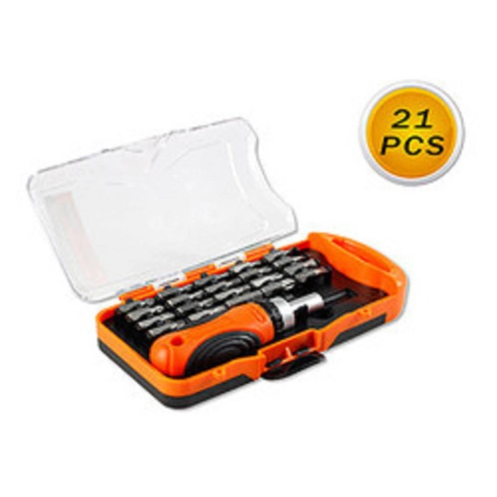 Trade Shop - Kit Cacciavite A Cricchetto Multiuso 21pz Inserti Intercambiabili Giravite 94273 -