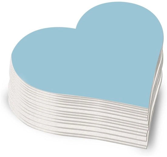 Cartoncini per birra in forma di cuore | Sottopannetti per vetro (50 pezzi) per disegno | Cartoncini per birra azzurri chiaro, non stampati (11,8 x 11,7 cm)