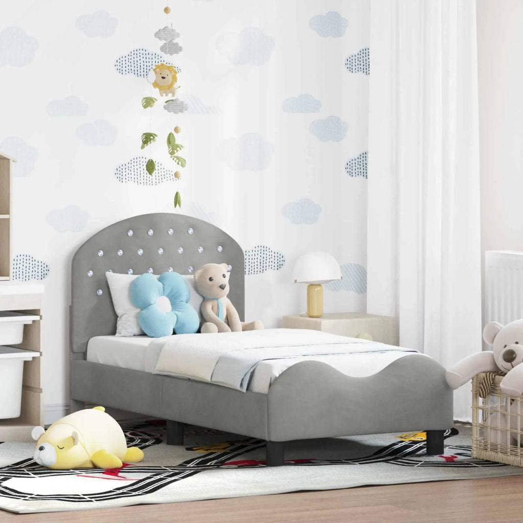 Struttura letto per bambini con testata Grigio Chiaro Velluto