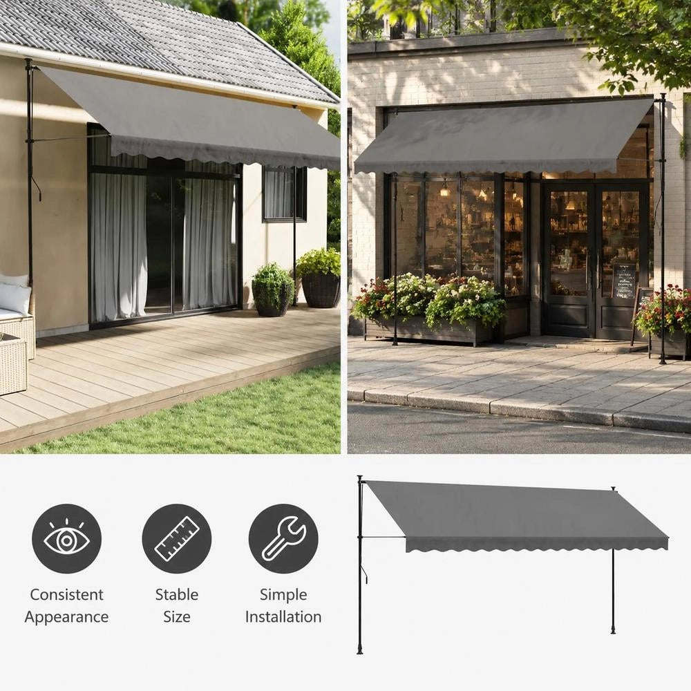 Retractable Awning, Anthracite, 400x150 Cm, Fabric And Steel