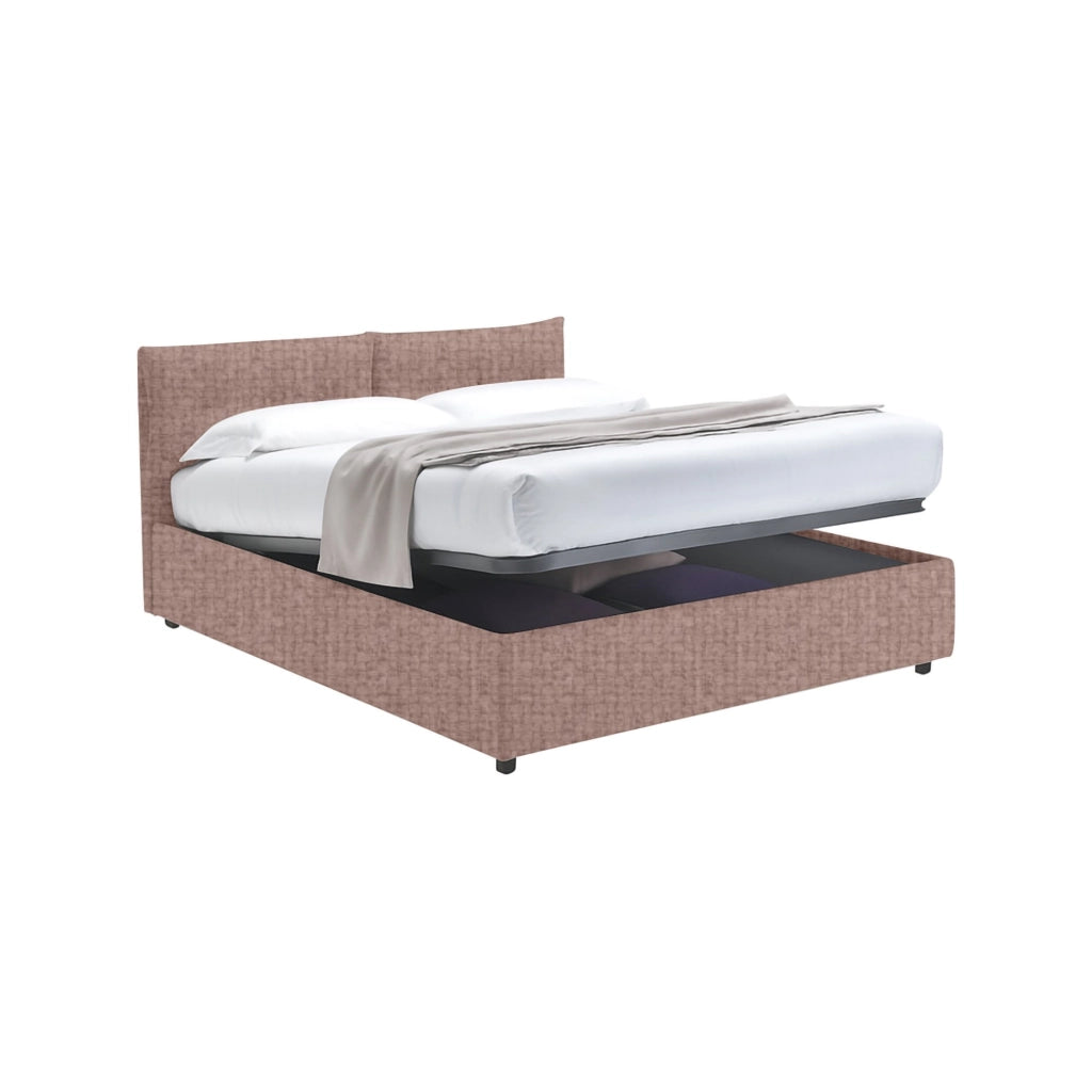 Exeter, Letto Singolo Sfoderabile Made in Italy, Rosa Antico