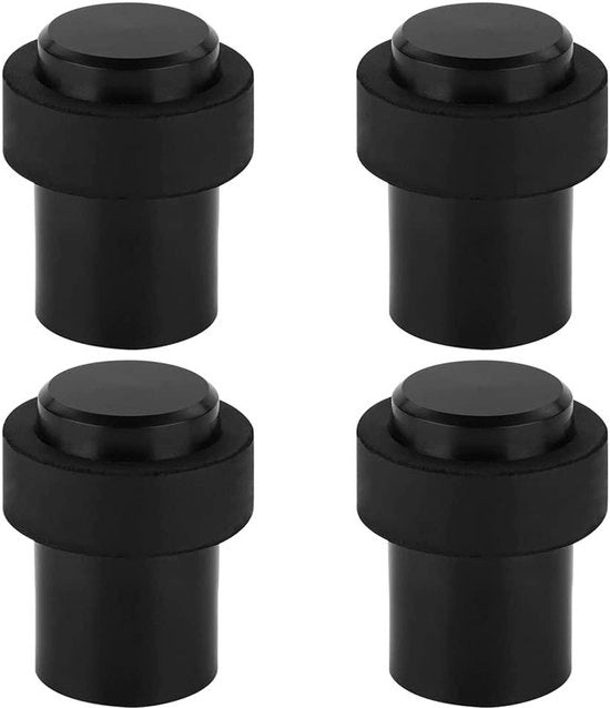 Kit di 4 pezzi di fermatura cilindrica in acciaio inossidabile nero per pavimento o parete con gomma