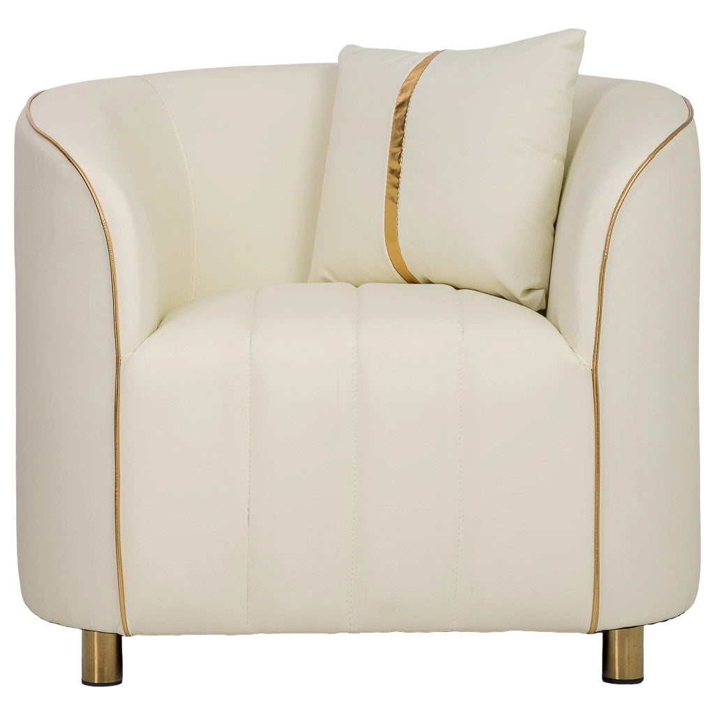 Poltrona in ecopelle beige 88x72x43/76h cm