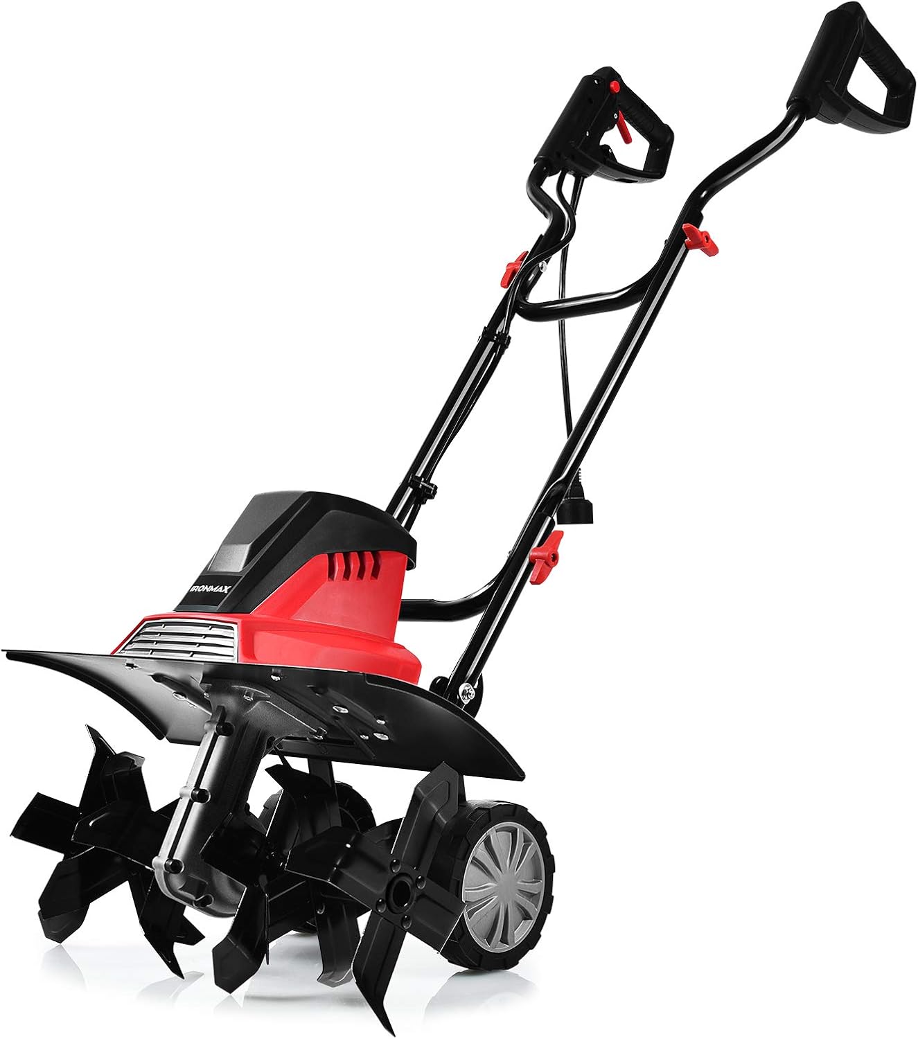 Zappatrice Elettrica Dissodatore Coltivatore per Giardino, Motozappa 230V, Rosso Nero (1500W, 45cm)