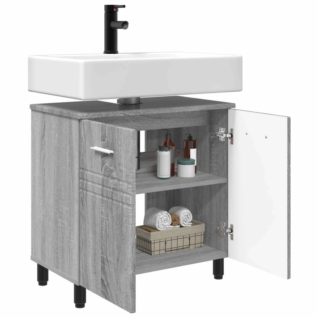 Mobiletto da bagno Sonoma grigio 60 x 35 x 60 cm