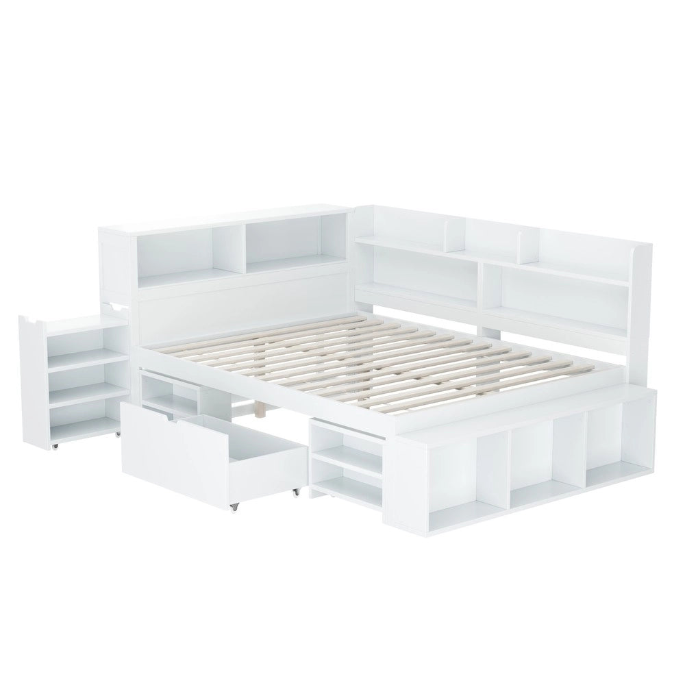 Letto Singolo con Cassetti e Doghe ¨C MINIMAL ¨C Bianco 140x190