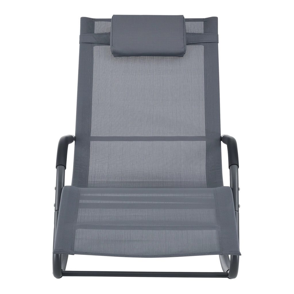 Set Caracena di 2 Sedie Sdraio a Dondolo da Giardino 147 x 63 x 89 cm -  Grigio Scuro [en.casa]
