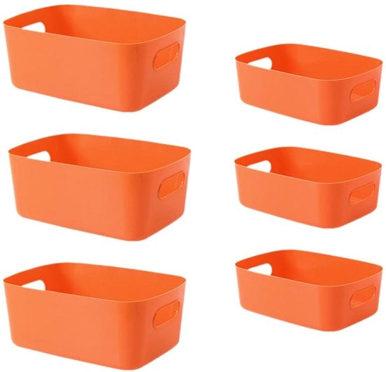 Scatole di stoccaggio in plastica - Organizzatore multifunzionale - 2 pezzi - Arancione