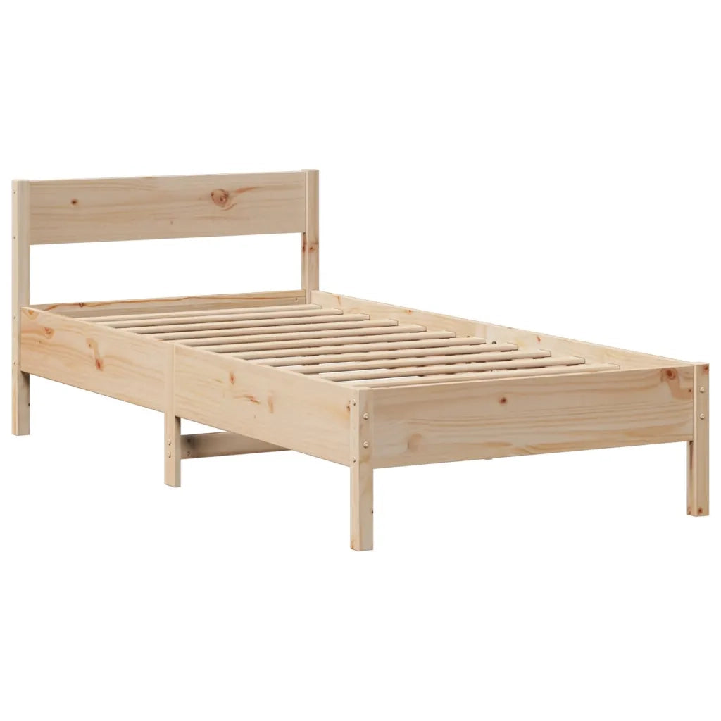 Giroletto con Libreria senza Materasso-Struttura Letto con contenitore 75x190 cm in Legno Pino 712423