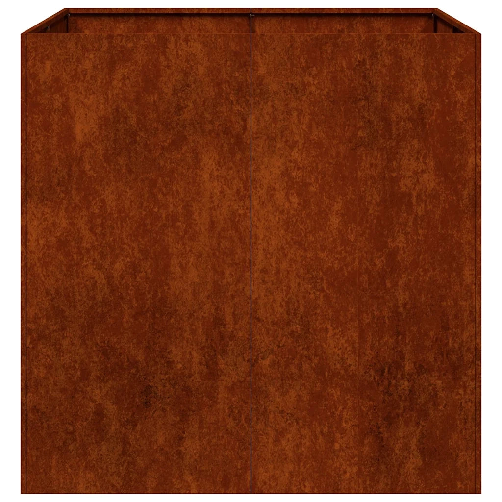 Fioriera-Vaso-Contenitore per Piante Arrugginita 80x80x80 cm in Acciaio Corten