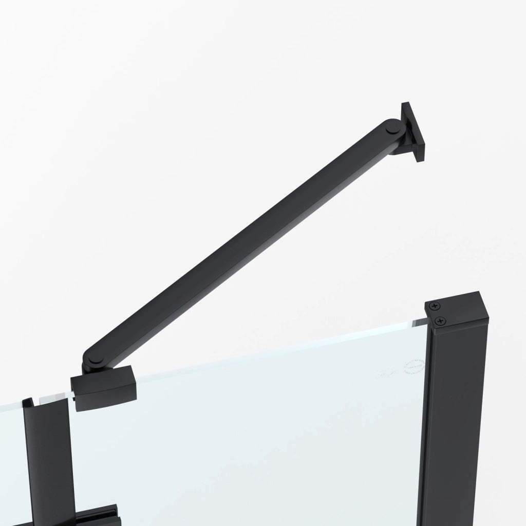 Box doccia 80 cm anta singola ad UN BATTENTE per nicchia H200 cm cristallo anticalcare trasparente 6mm profilo NERO OPAC
