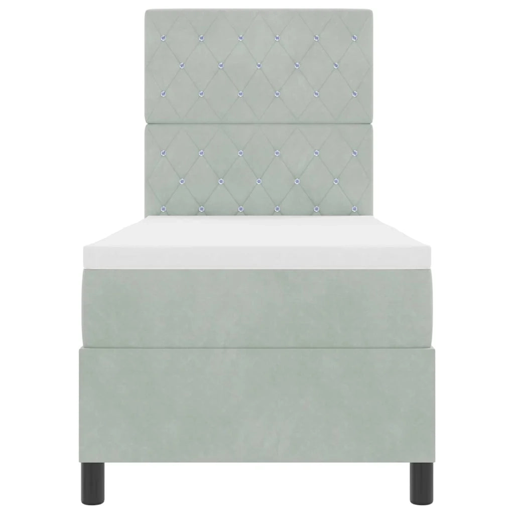Letto a molle con materasso-Struttura Letto con Materasso Grigio chiaro 80 x 200 cm Tessuto 178360