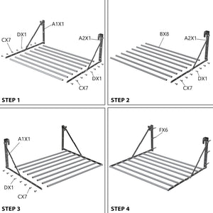Stendibiancheria da Parete Pieghevole Antiruggine Resistente Stendino da Esterno o Interni, Salvaspazio Stendino per Balcone Bagn, con 8 Asticelle, 60cm