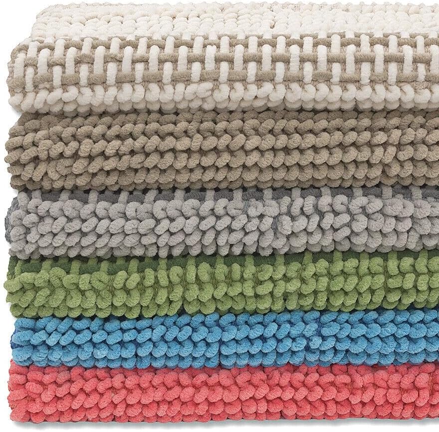 Tappeto Camera Scendiletto Bagno 50x80 Cm Cotone Intrecciato Morbido Assorbente Grigio