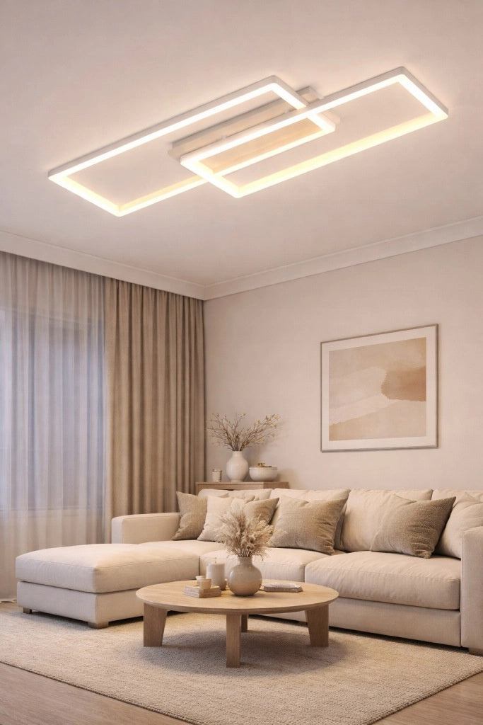 Plafoniera LED minimalista bianca 2 luci Vargo