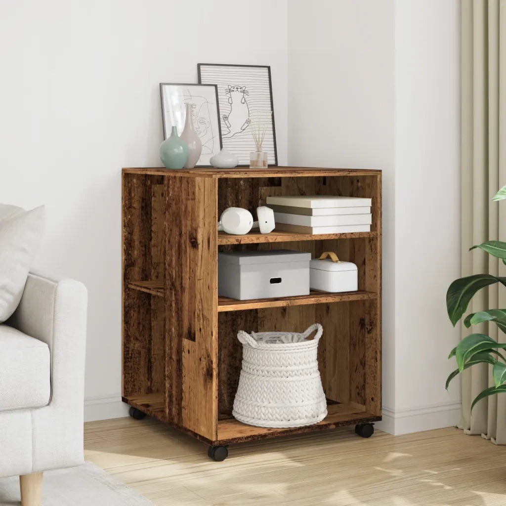 Tavolino con Ruote Legno Antico 55x60x78 cm in Truciolato 853162