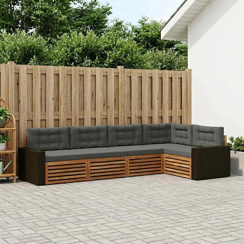 Set di divani da esterno 5 pz Naturale e Antracite Poliestere 3383365